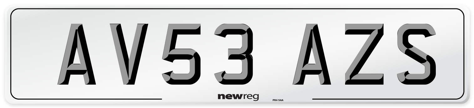 AV53 AZS Number Plate from New Reg